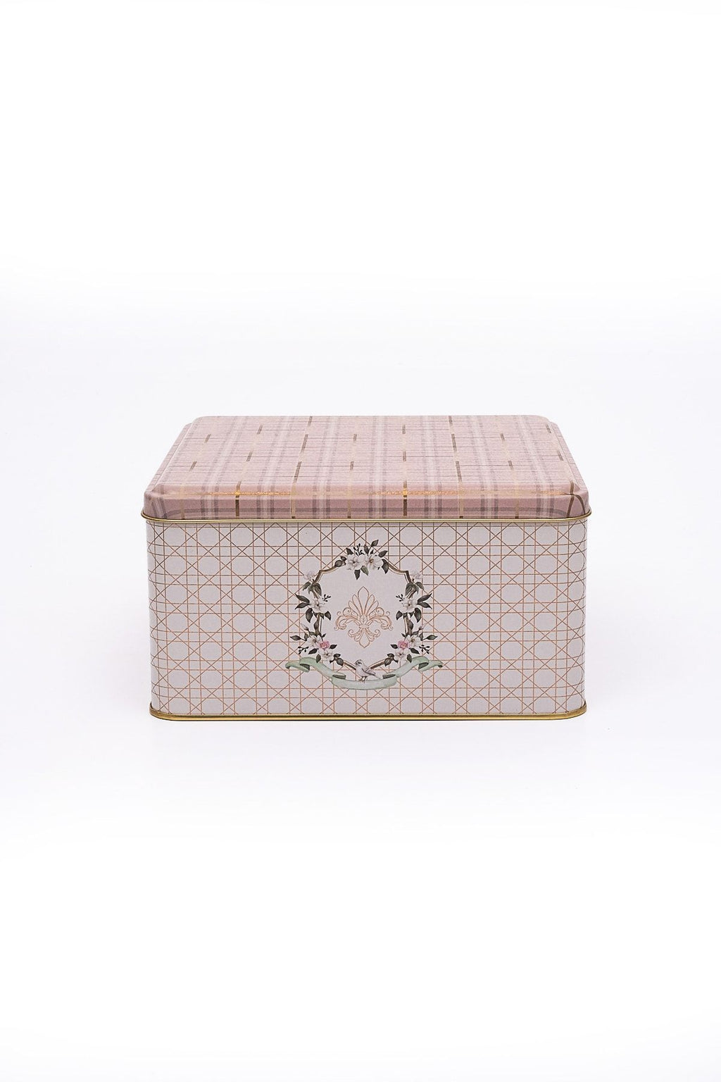 Er028-u7 Rosy Desenli Kare Metal Saklama Kabı 20x20 Cm