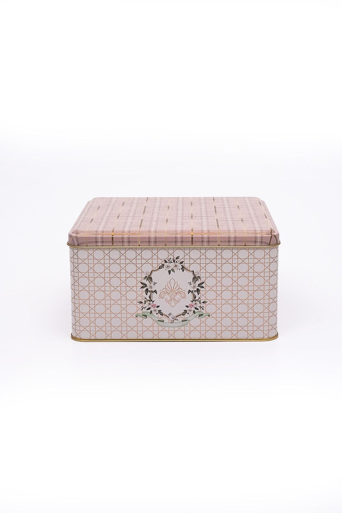 Er028-u7 Rosy Desenli Kare Metal Saklama Kabı 20x20 Cm