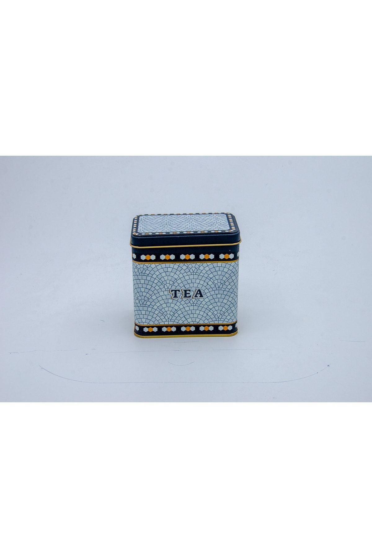 Er205-5d Mosaic Tea Desenli Kare Metal Saklama Kabı 8 X 12 Cm