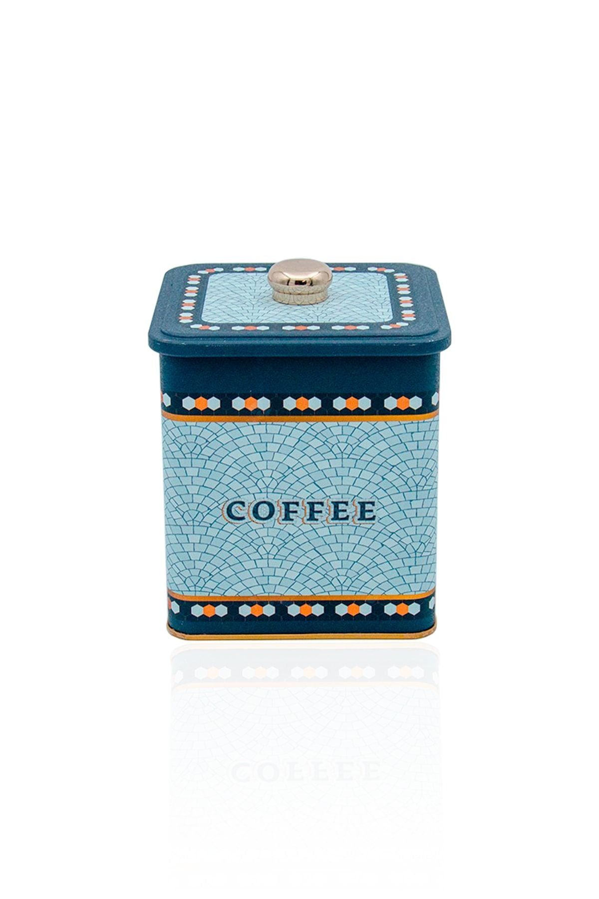 Er023-7d Mosaic Coffee Desenli Kare Metal Saklama Kabı 12x12 Cm