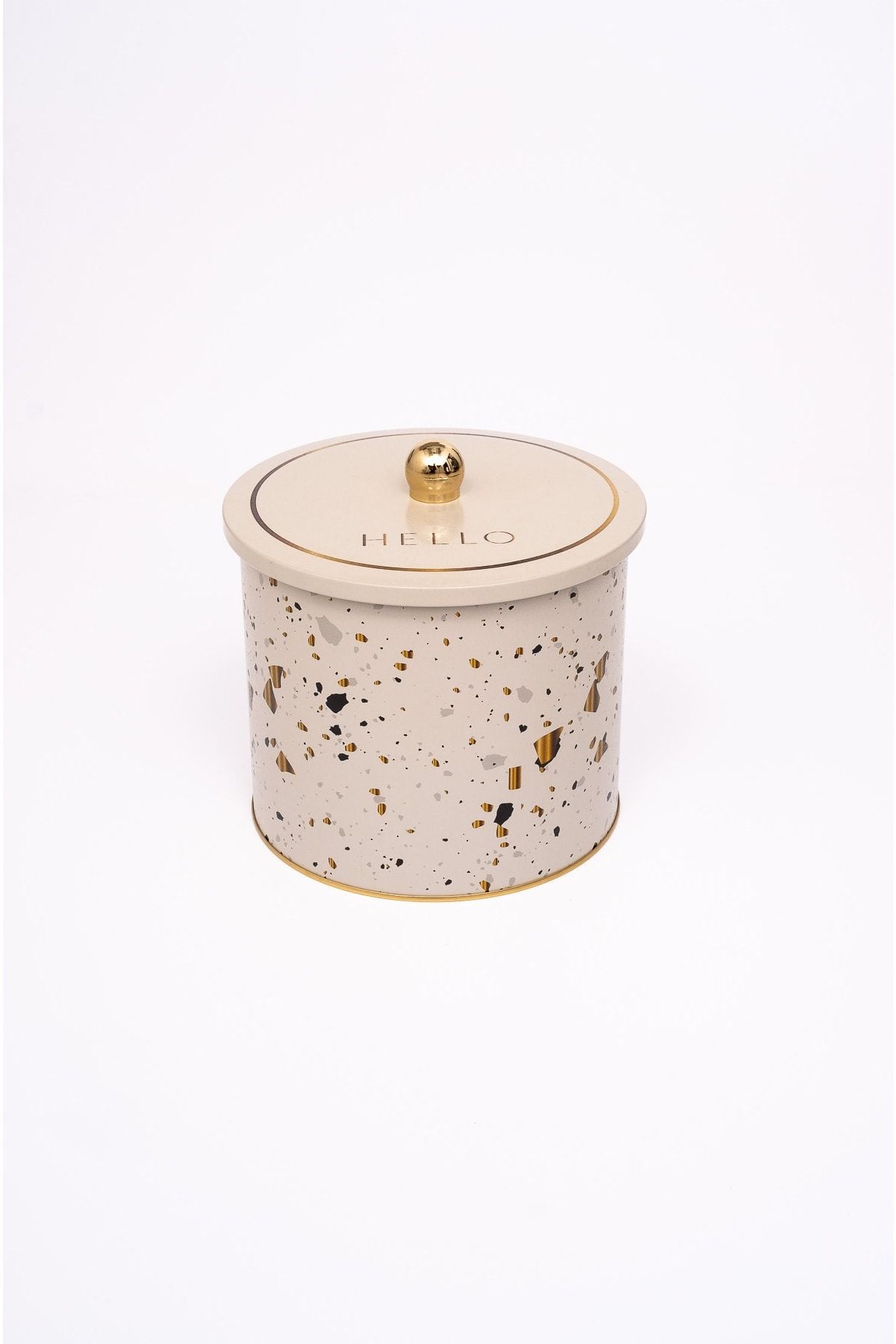 Terrazo Desenli Erzak Saklama Kabı - Metal Saklama Kabı 17,5 Cm X 15,5 Cm Er146-9g
