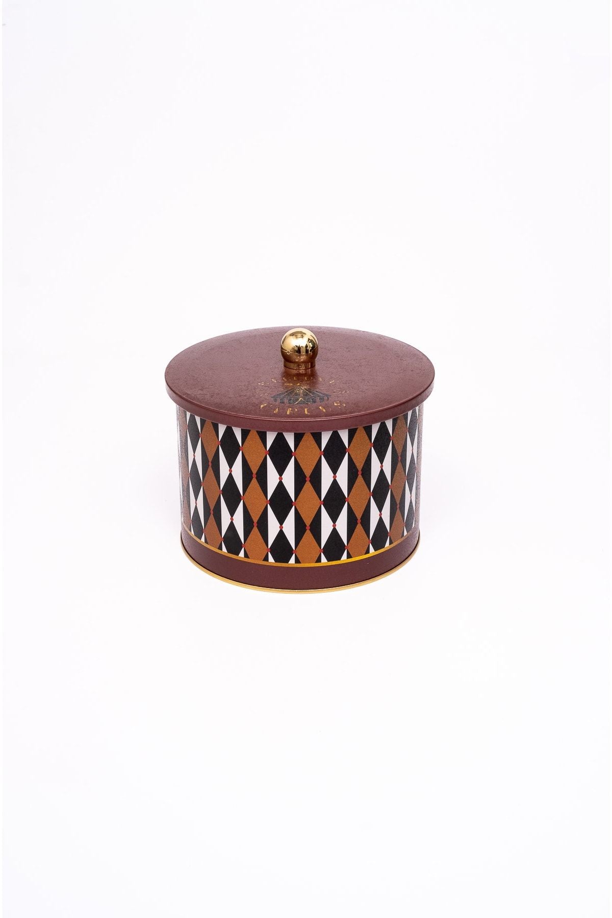 Circus Desenli Yuvarlak Metal Saklama Kabı 14 Cm, Erzak Kabı - Organizer 17,5 Cm X 13 Cm Er145-t8