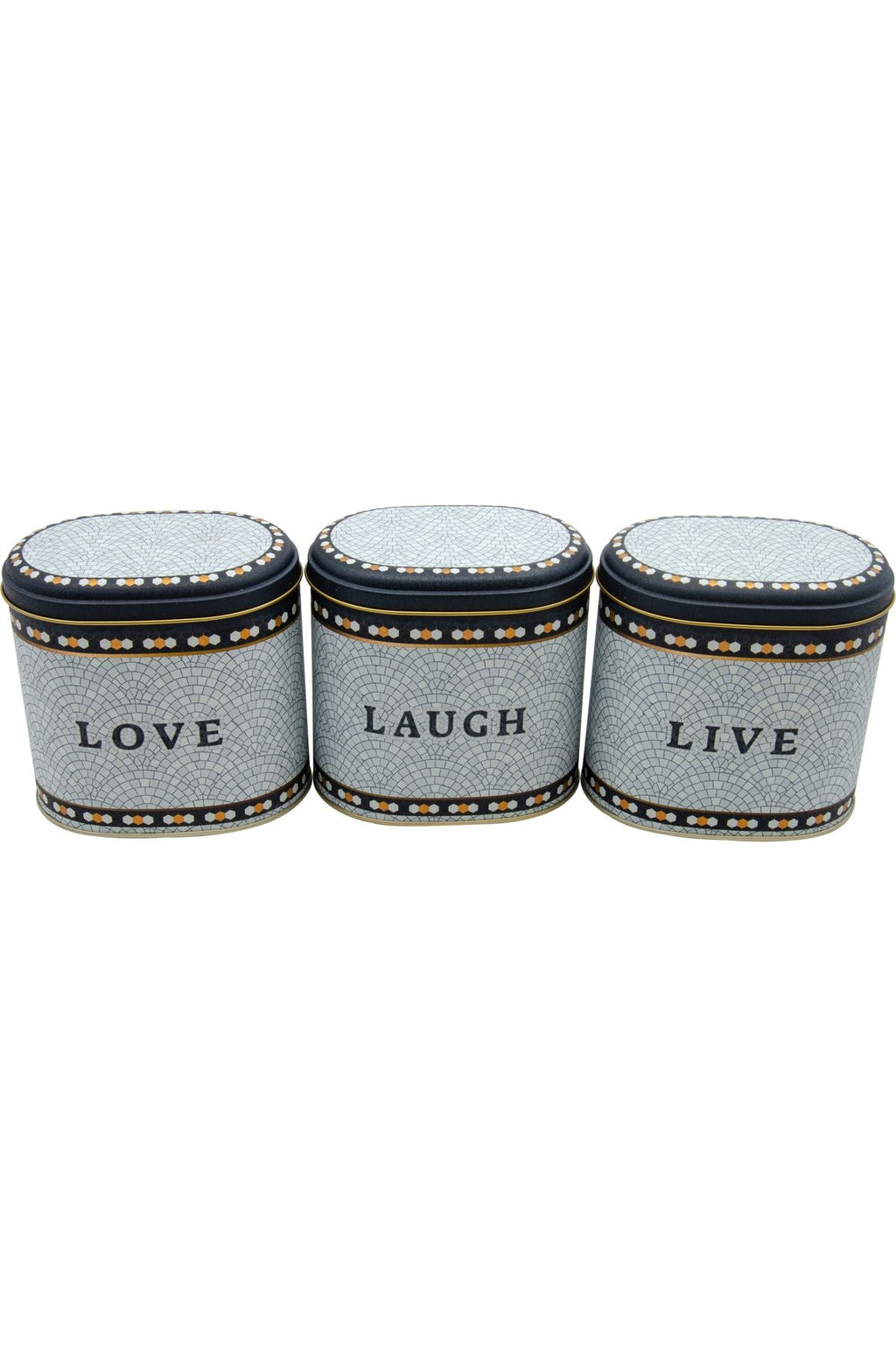 Erb07u1 Oval Metal Saklama Kabı 3 Lü Set, Mosaic