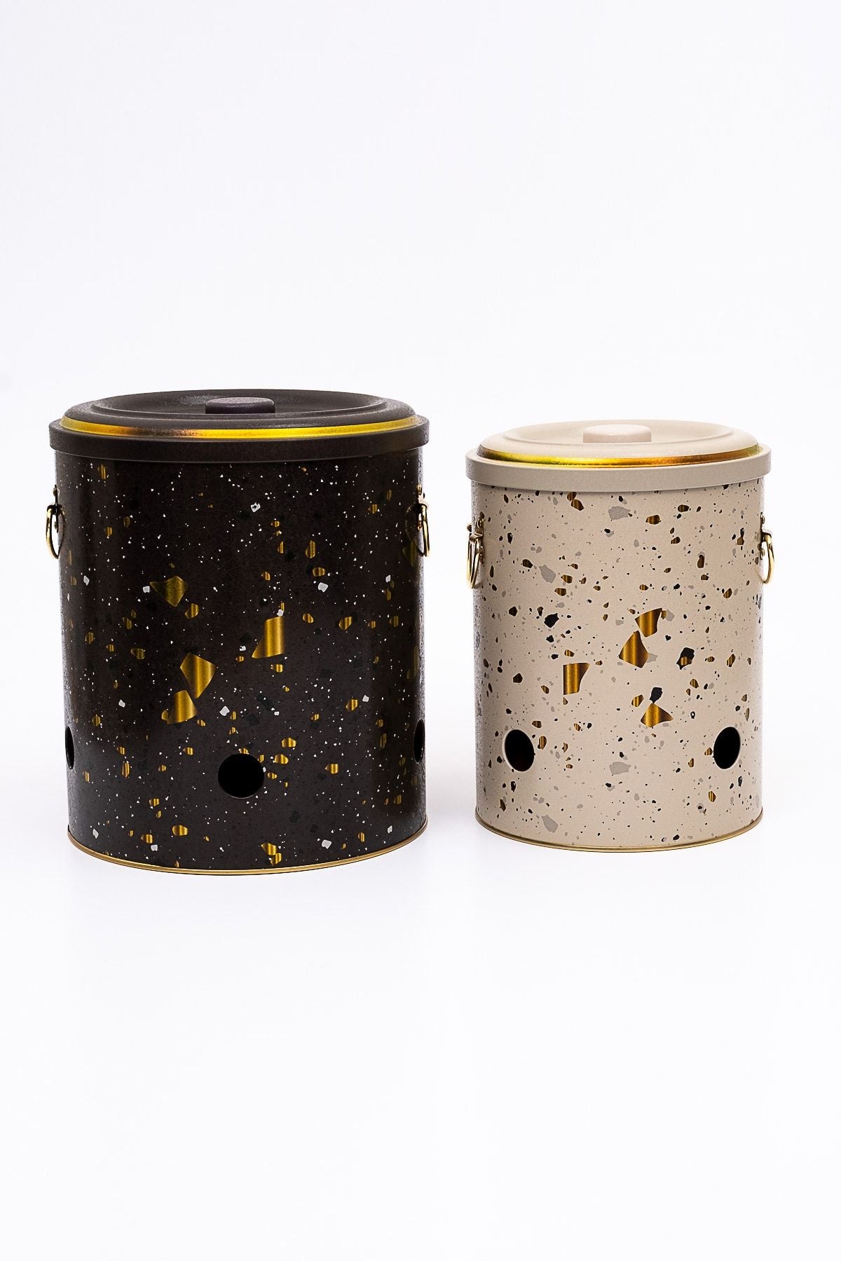 Terrazo Metal Patates Soğan Kovası - 2'li Set, En Çok Tercih Edilen Sebzelik