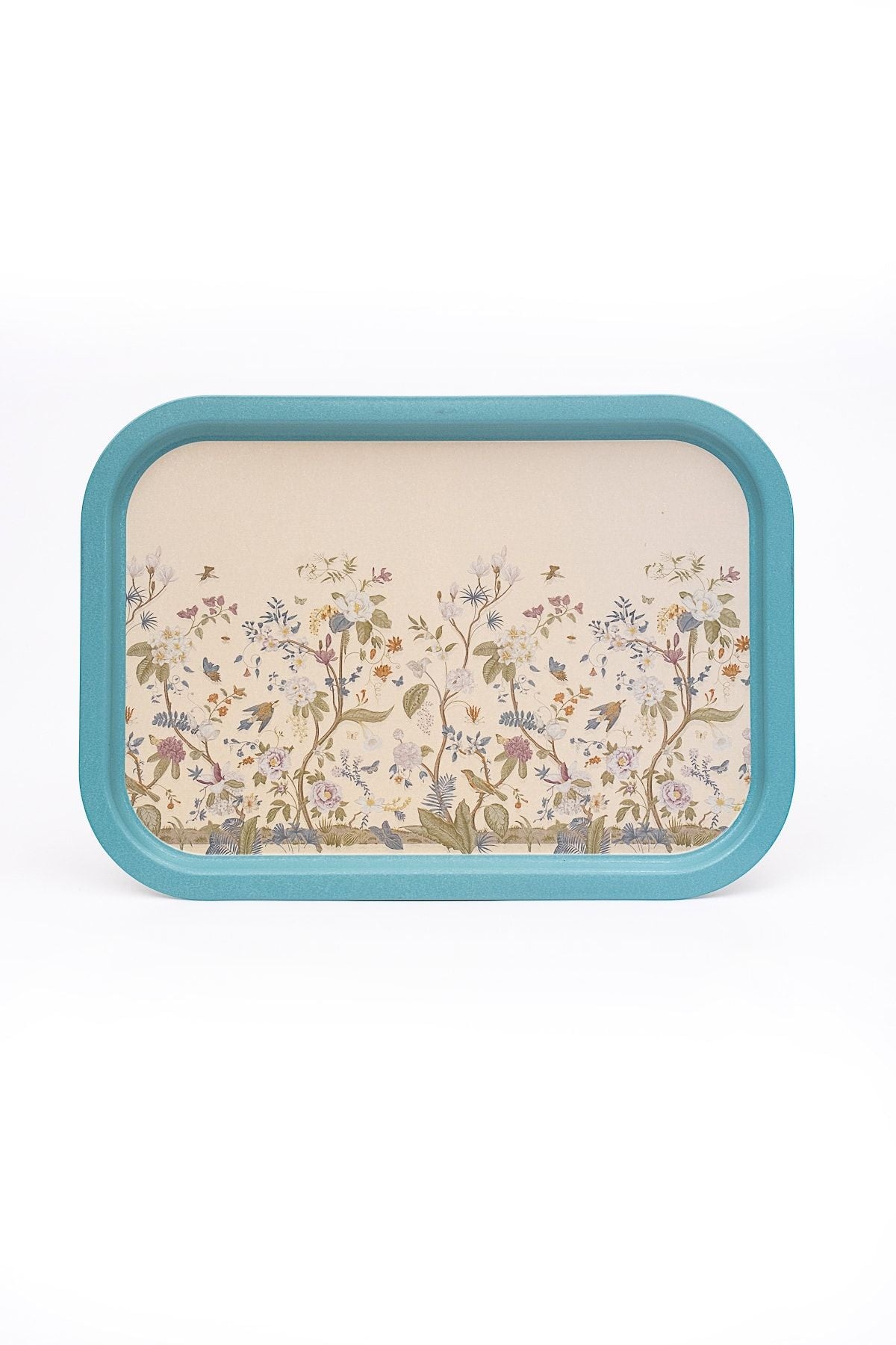 Botanica Desenli Metal Tepsi - Çay Kahve Tepsisi - Sunum Tepsisi 28 Cm X 40 Cm Ee164-9f