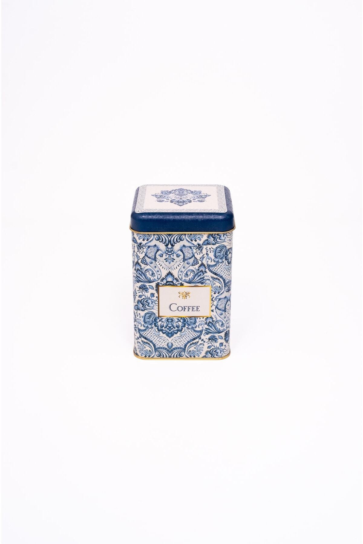 Evle Er022-7a Elegance Coffee Desenli Kare Metal Saklama Kabı 11x11 Cm