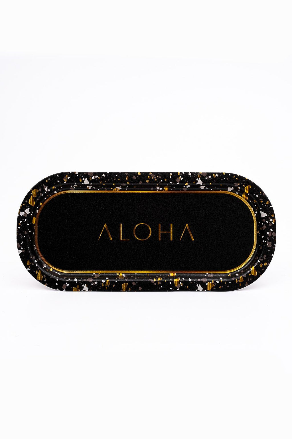 Ee168-1h Terrazzo Black Desenli Oval Tepsi 16x35 Cm