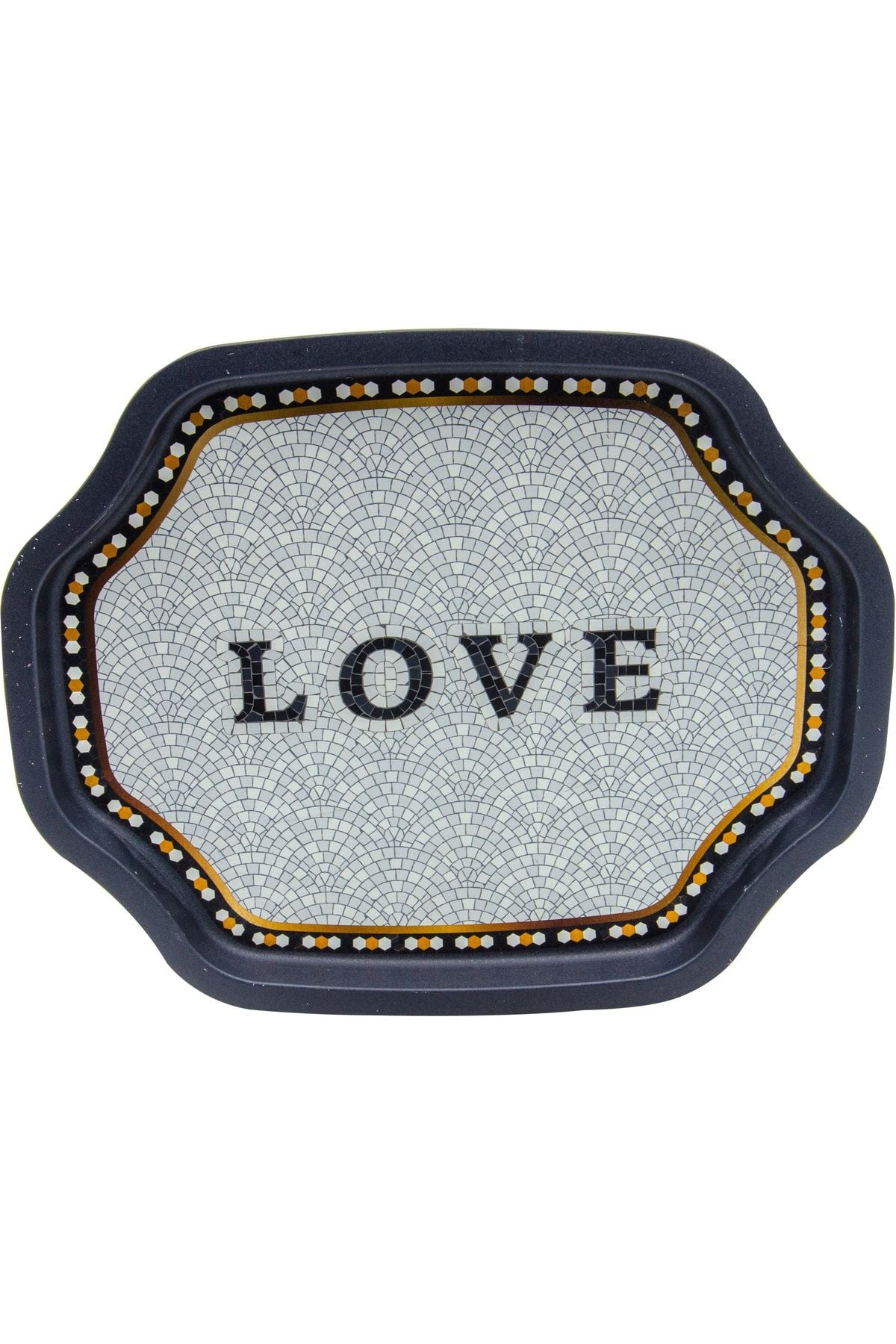 Ee166-1e Mosaic Love Desenli Özel Şekil Tepsi 28x33 Cm