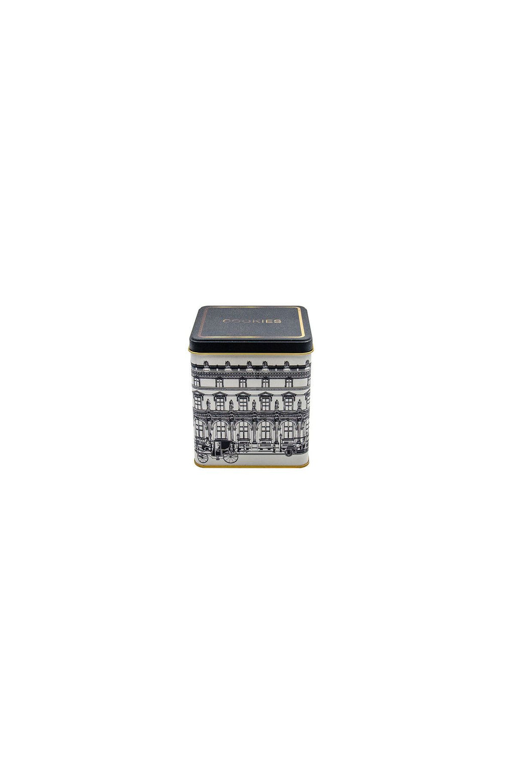 Er024-2j City Cookies Desenli Kare Metal Saklama Kabı 12x12 Cm