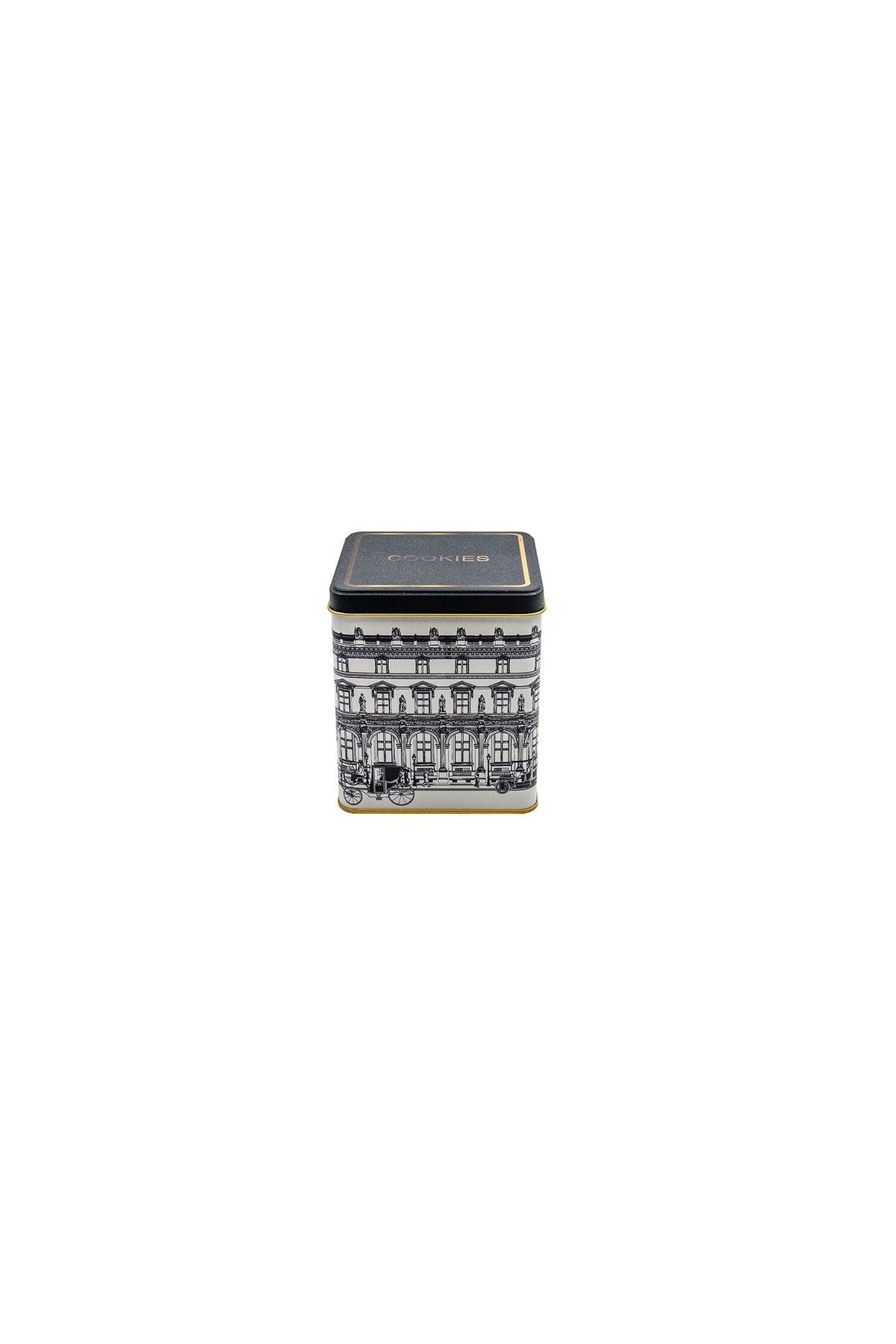 Er024-2j City Cookies Desenli Kare Metal Saklama Kabı 12x12 Cm