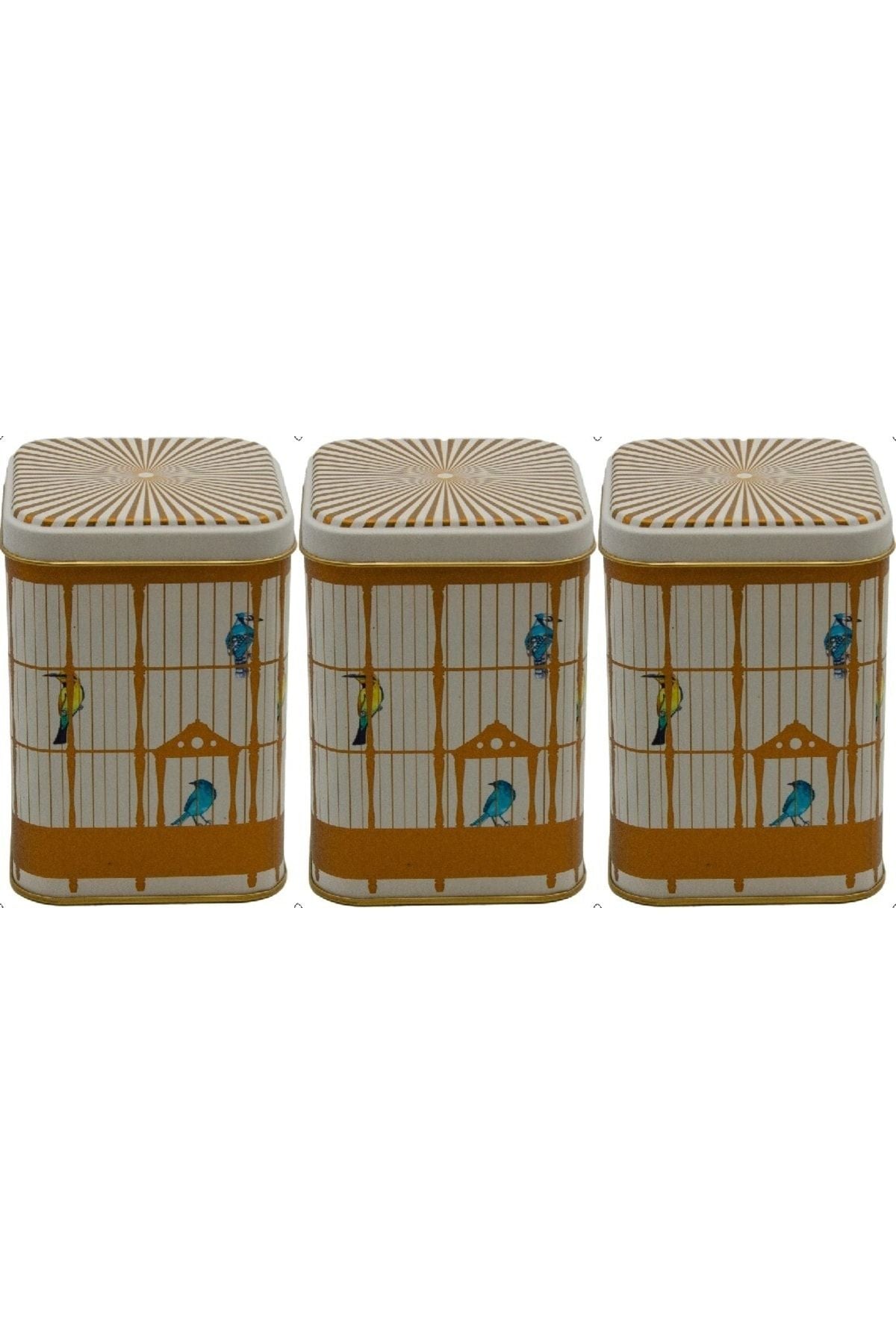 Erb25t7 Kare Metal Saklama Kabı 87x87x125, 3 Lü Set, Bird Cage