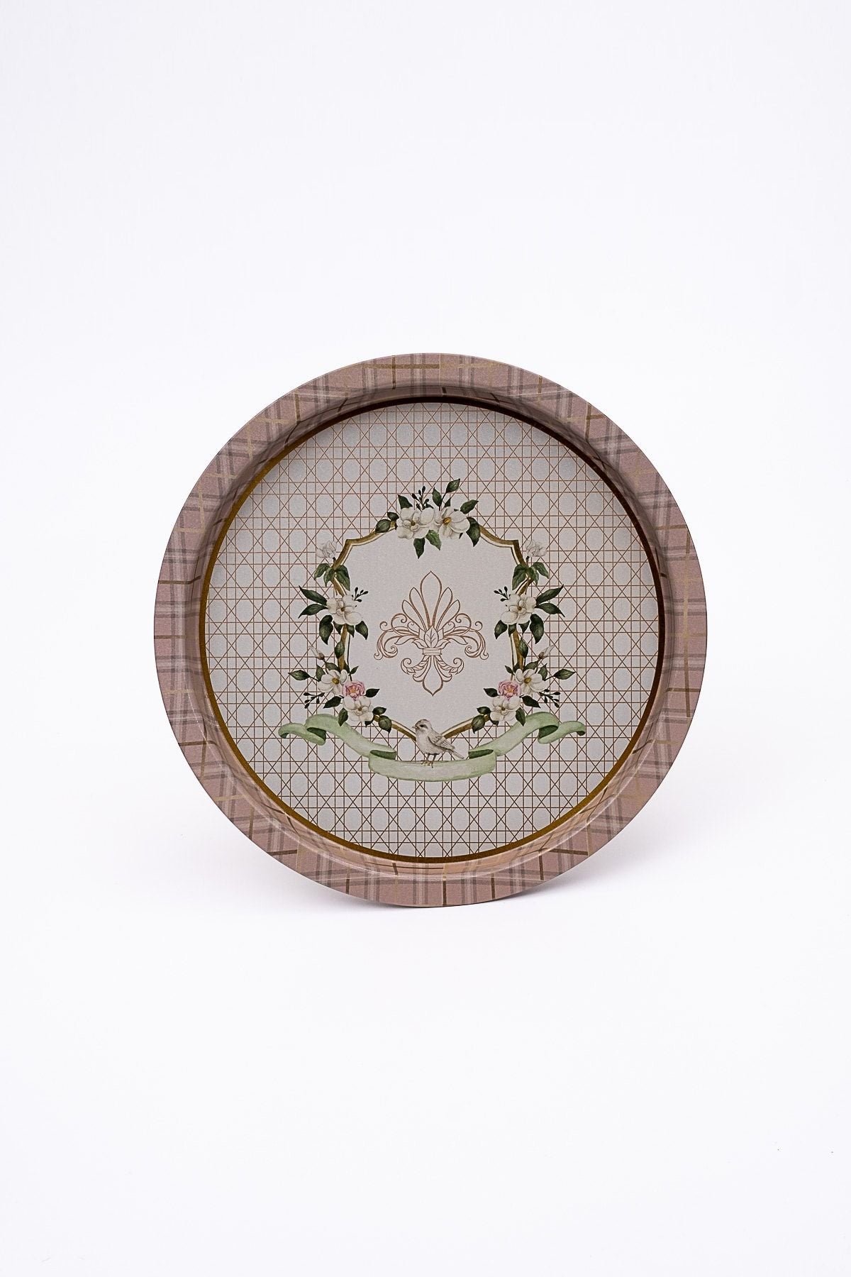 Ee197-u7 Rosy Desenli Yuvarlak Tepsi 32 Cm
