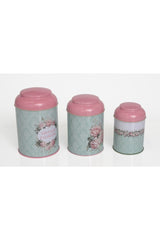 Efc10-c4 101_vintage Flowers Desenli Silindir Metal Saklama Kabı 12 Cm