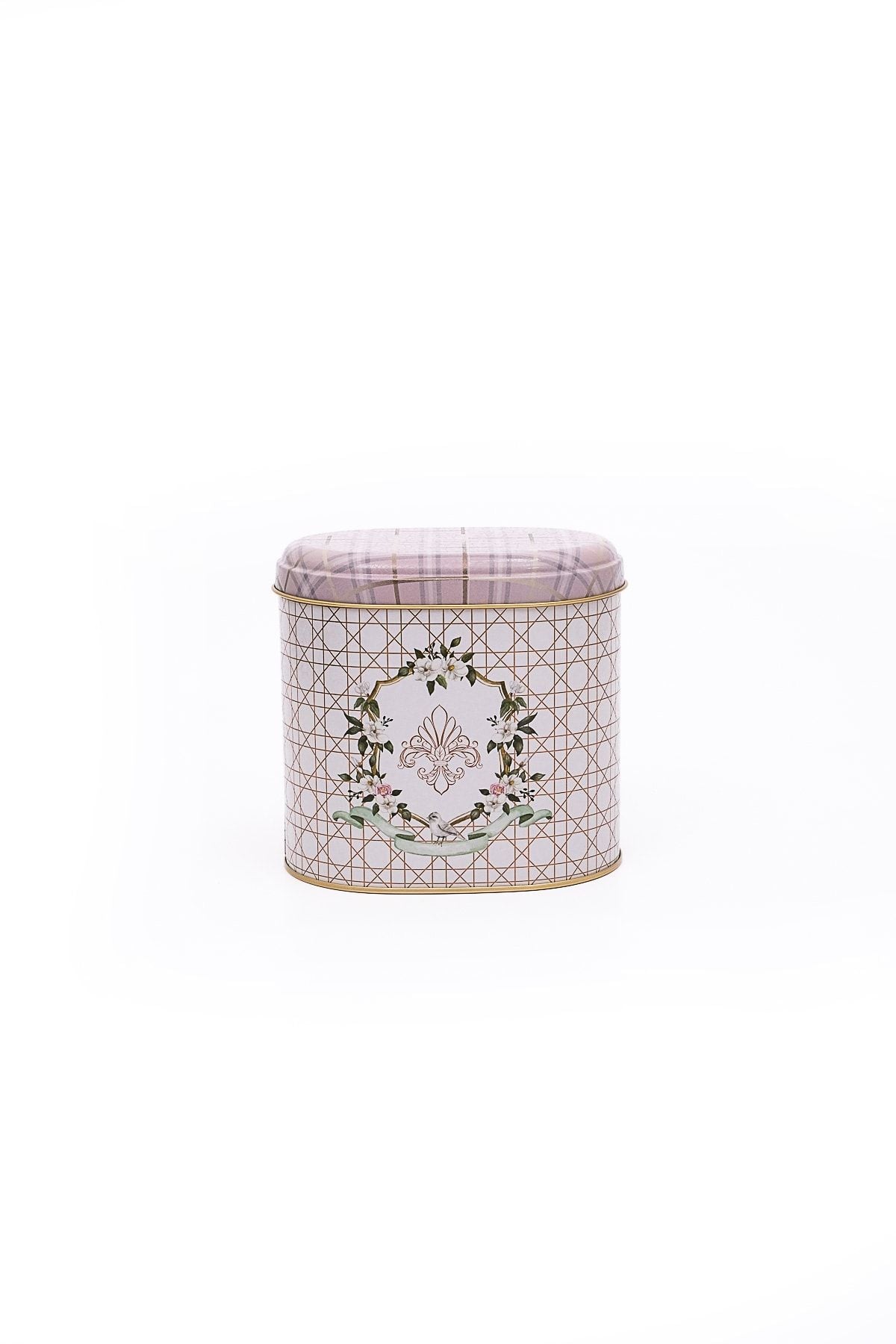 Er004-u7 Rosy Desenli Oval Metal Saklama Kabı 11x15 Cm