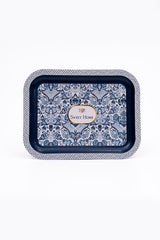 Azulejos Desenli Metal Tepsi - Çay Kahve Tepsisi - Sunum Tepsisi 23 Cm X 31 Cm Ee161-7n