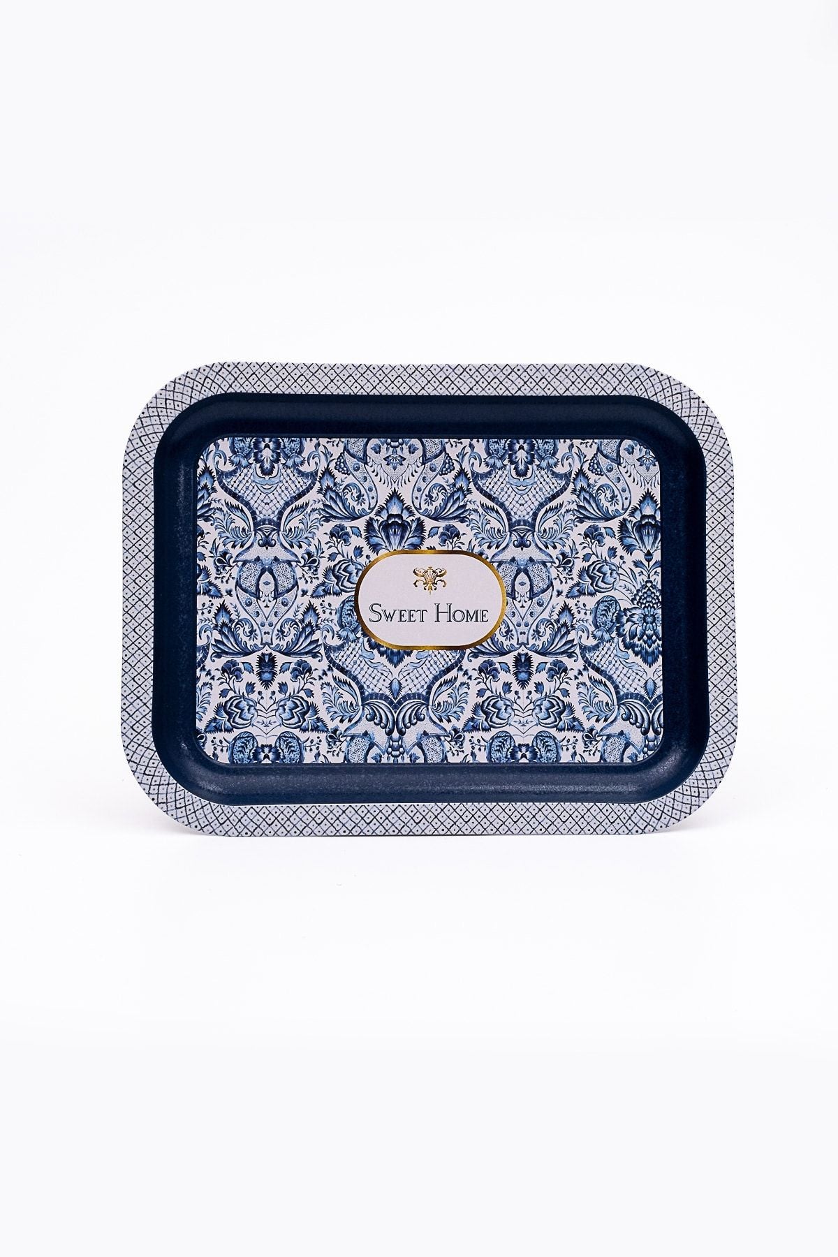 Azulejos Desenli Metal Tepsi - Çay Kahve Tepsisi - Sunum Tepsisi 23 Cm X 31 Cm Ee161-7n