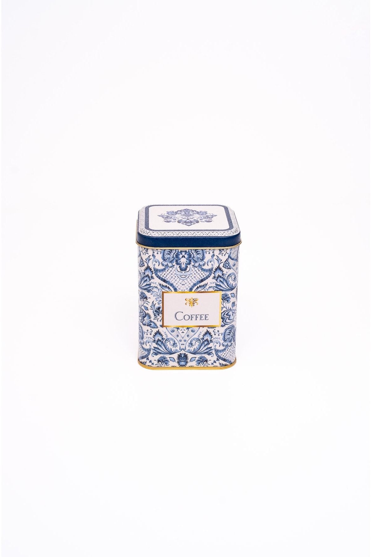 Er018-y1 Azulejos Coffee Desenli Kare Metal Saklama Kabı 9x9 Cm