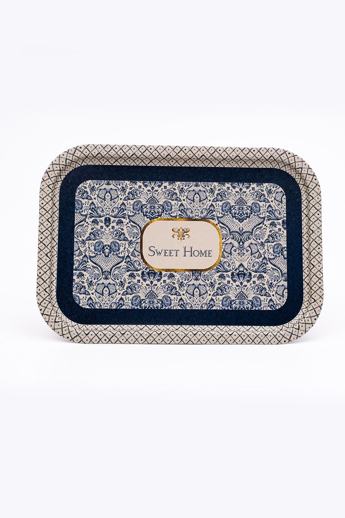 Azulejos Desenli Metal Tepsi - Çay Kahve Tepsisi - Sunum Tepsisi 28 Cm X 40 Cm Ee164-7n