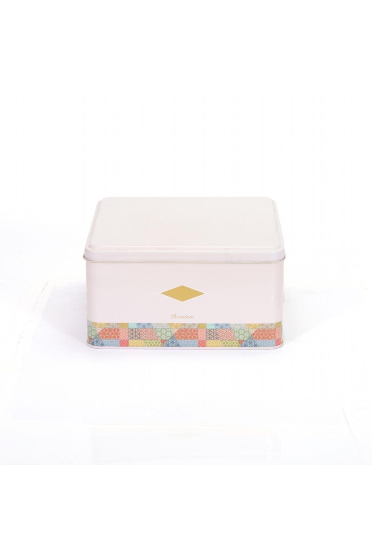 Ef026-58 Morocco Pink Desenli Kare Metal Saklama Kabı 16x16 Cm