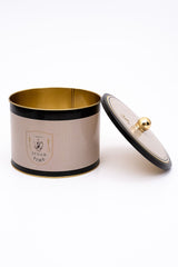 Azura Desenli Yuvarlak Metal Saklama Kabı 14 Cm, Erzak Kabı - Organizer 17,5 Cm X 13 Cm Er145-6f