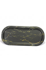 Ef168-50 Marble Black Desenli Oval Tepsi 16x35 Cm