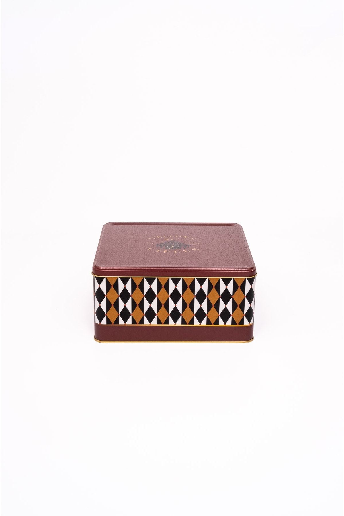 Er029-t8 Circus Desenli Kare Metal Saklama Kabı 24x24 Cm