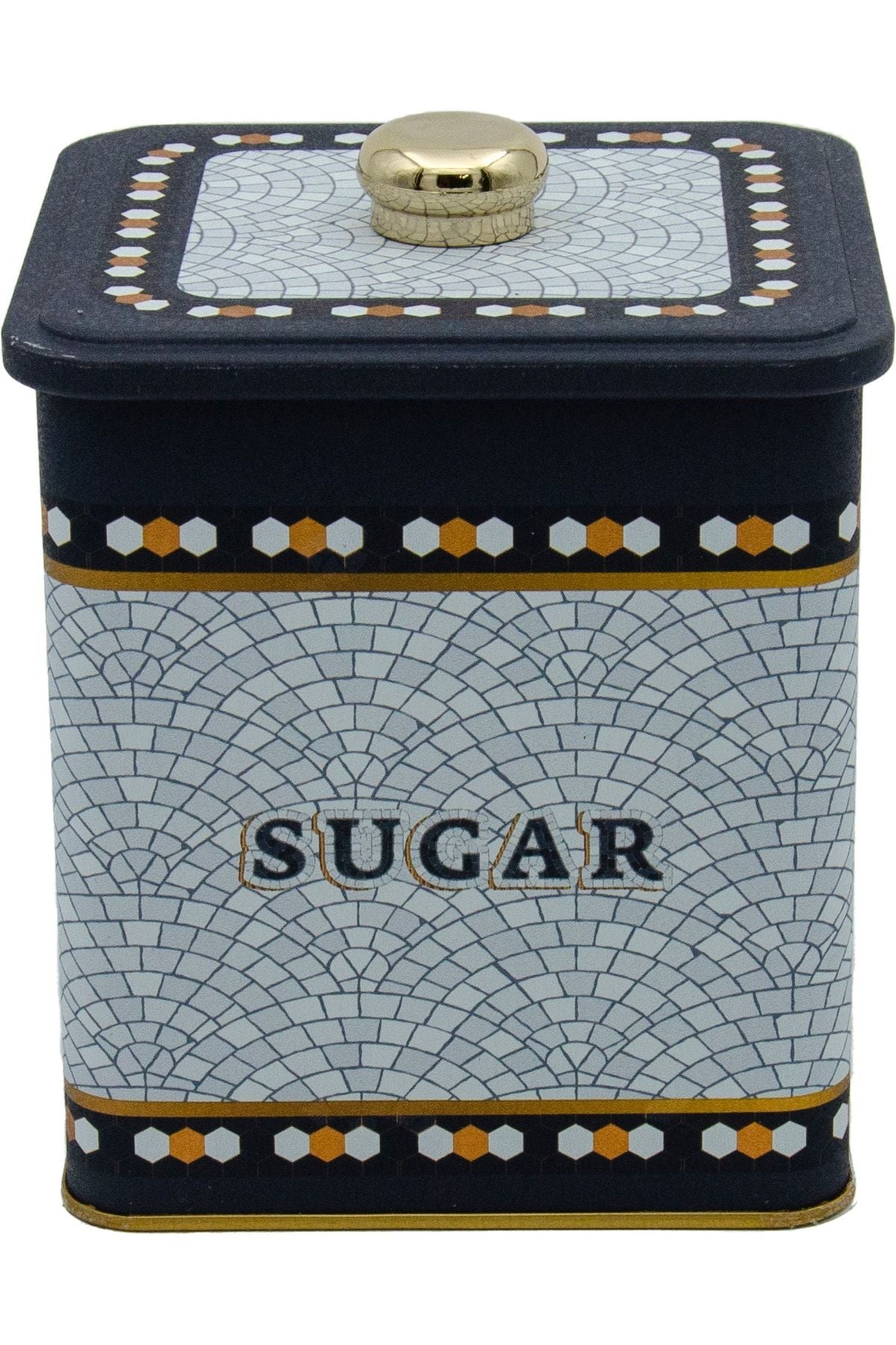 Er023-6d Mosaic Sugar Desenli Kare Metal Saklama Kabı 12x12 Cm