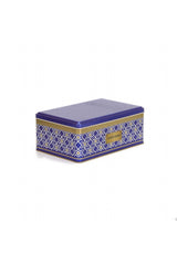 Ef057-93 Turkish Blue_swt Home Desenli Dikdörtgen Metal Saklama Kabı 17x26 Cm