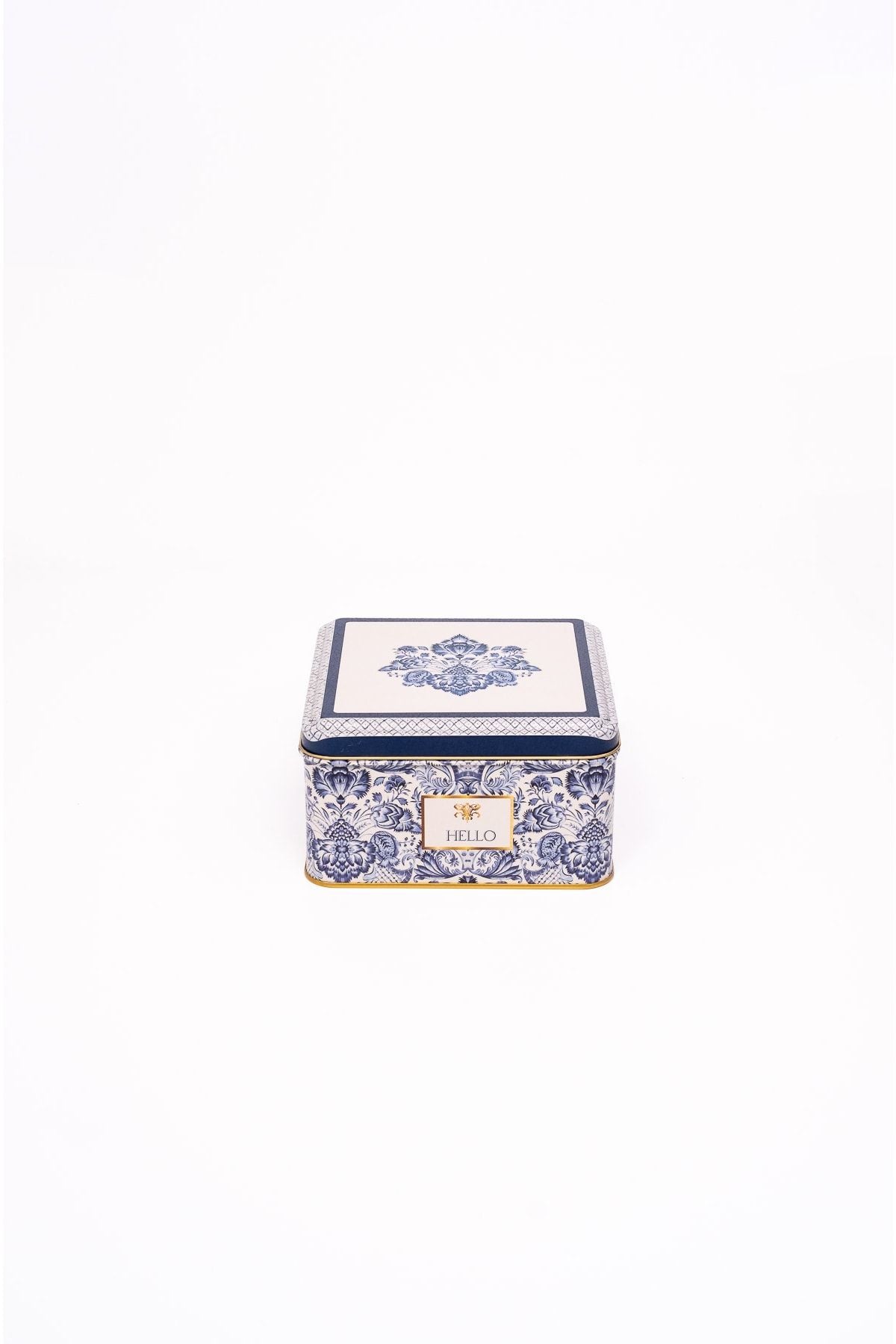 Er026-2h Azulejos Hello Desenli Kare Metal Saklama Kabı 16x16 Cm