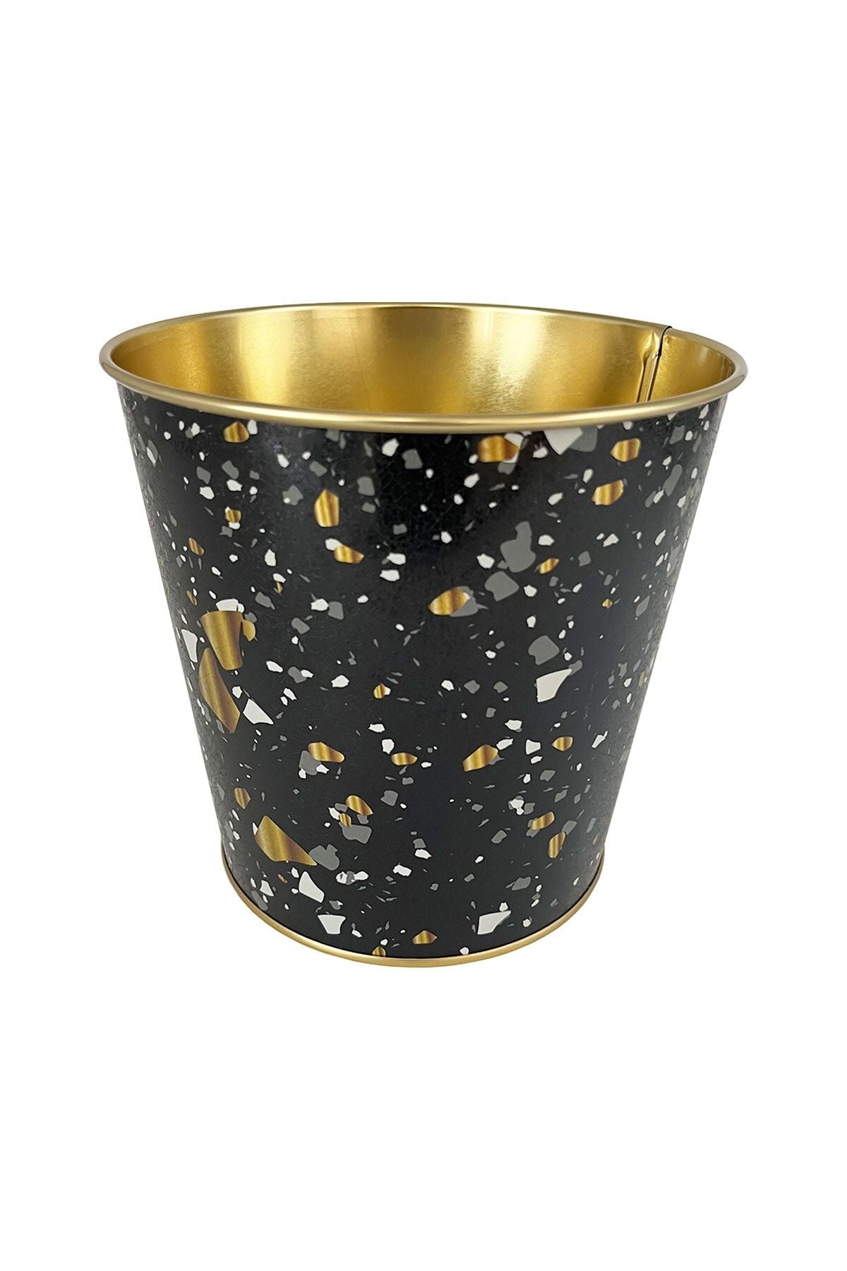 Metal Popcorn Kutusu - Patlamış Mısır Kovası 13.5 Cm, Terrazo Er149-1h