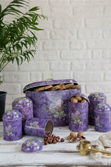 Efb0128 Oval Ekmek Kutusu 7 Li Set, Flower Purple