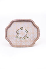 Ee166-u7 Rosy Desenli Özel Şekil Tepsi 28x33 Cm