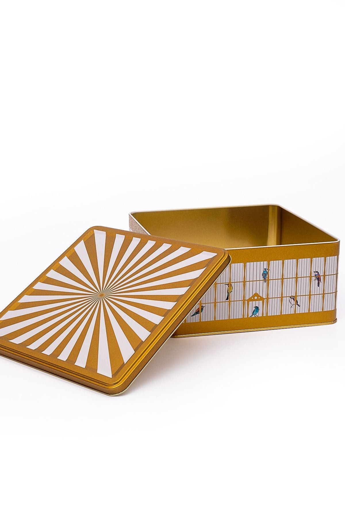 Er029-t7 Bird Cage Desenli Kare Metal Saklama Kabı 24x24 Cm