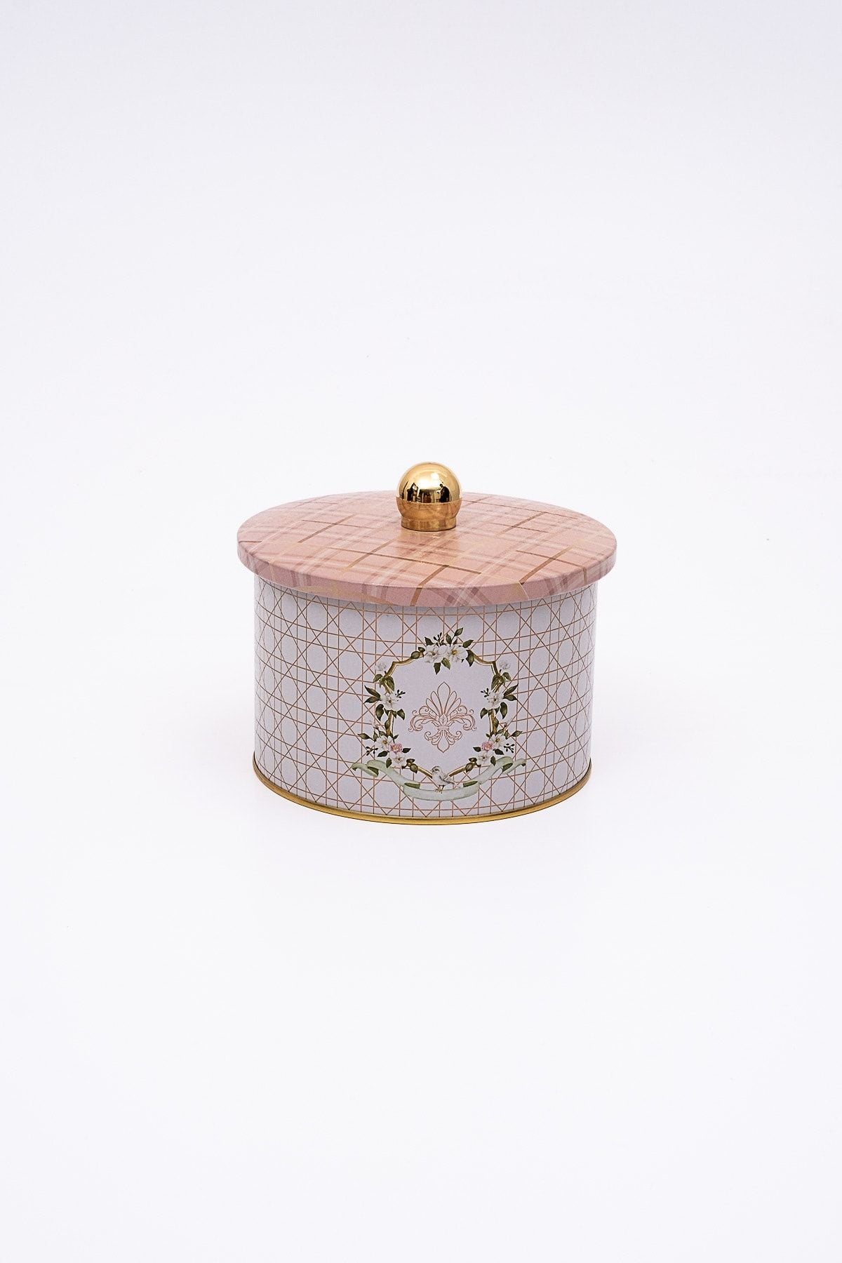 Rosy Desenli Erzak Saklama Kabı - Metal Saklama Kabı 14 Cm X 10 Cm Er141-u7