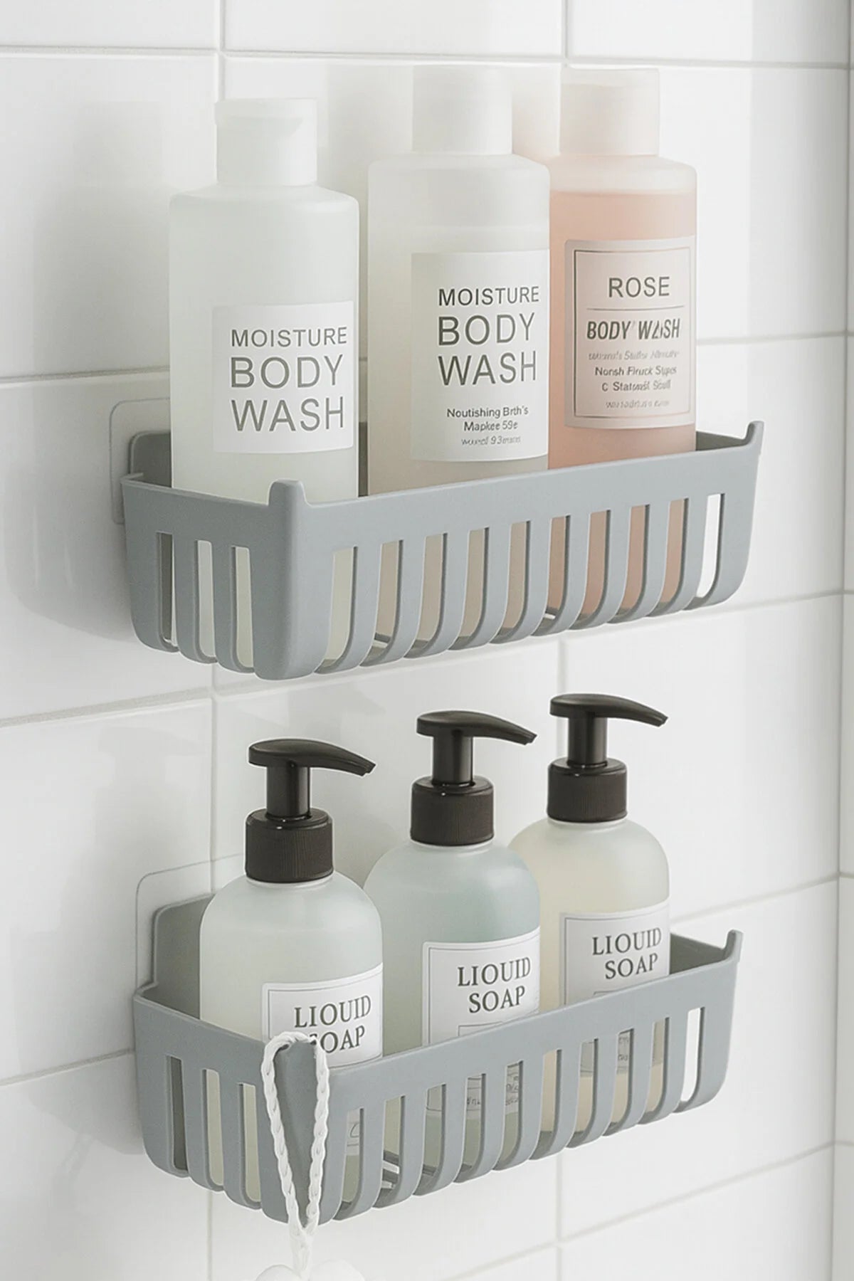 Deby 2'li Yapışkanlı Banyo Rafı Gri