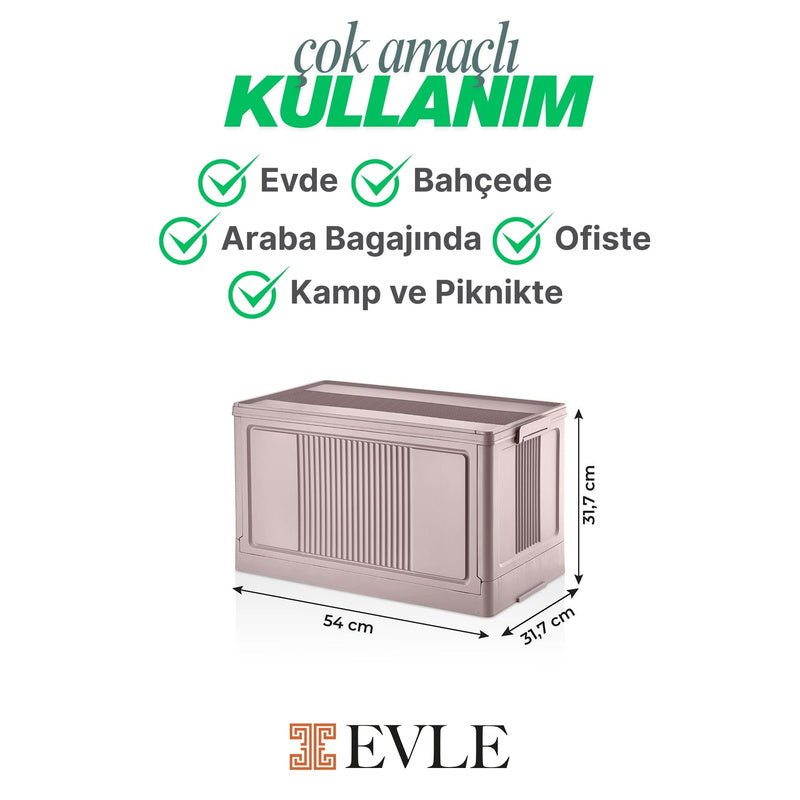 Evle Çok Amaçlı Modüler Kasa, İstiflenebilir Organizer Düzenleyici 55 lt, 54 x 31, 7 x 31, 7 cm, Toprak