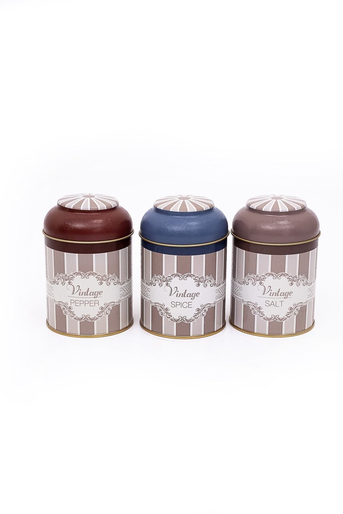 Evle Silindir Metal Saklama Kabı Ø90 3 lü Set, Elegance