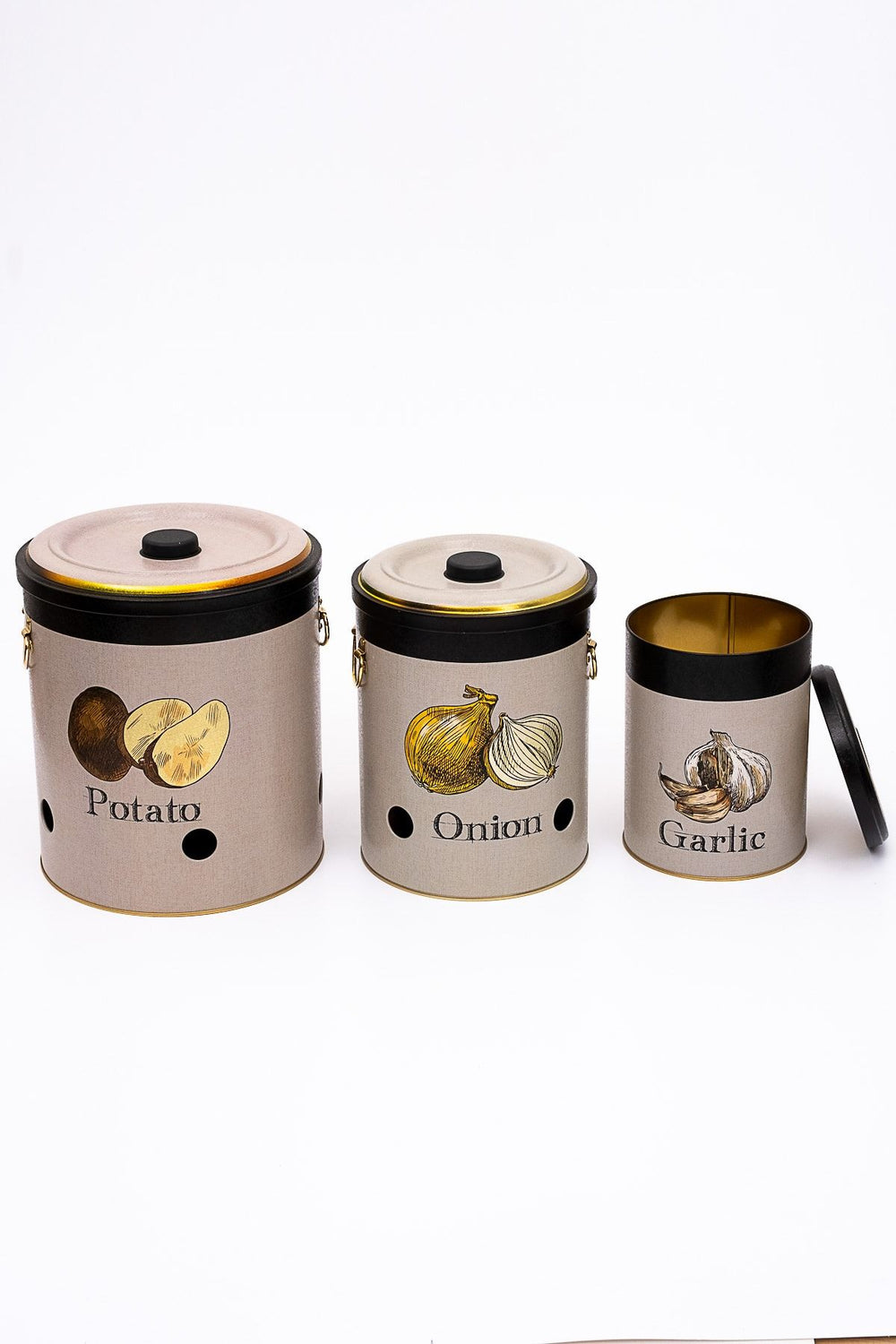 Patates Soğan Sarımsak Saklama Kabı 3 lü Set, Azura