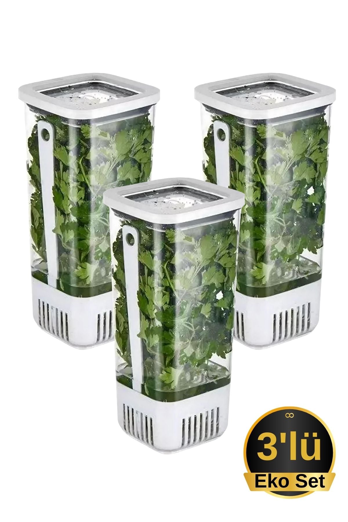 Evle Yeşillik Saklama Kabı 3'lü Eko Set 1,7 Litre
