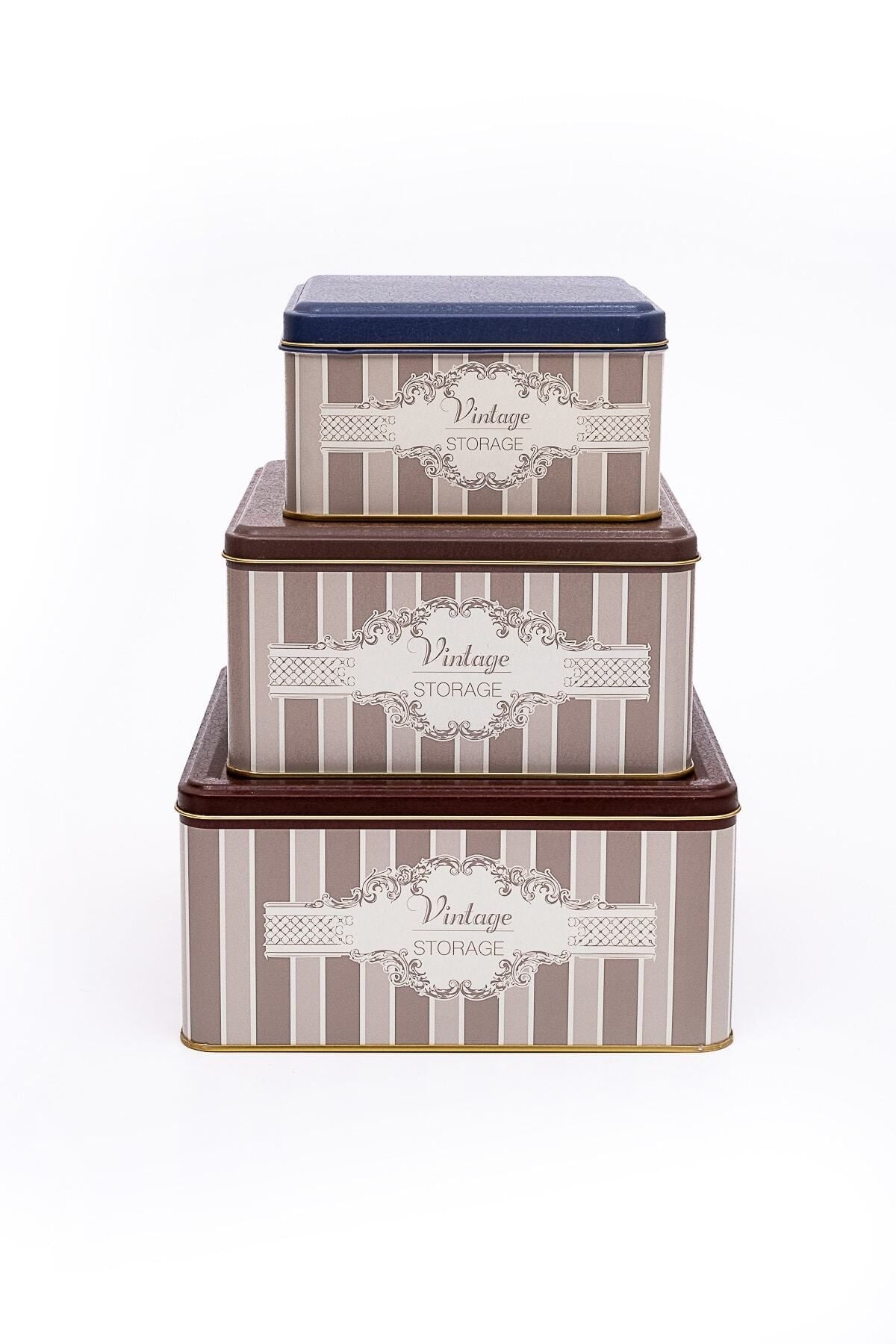 Evle Kare Saklama Kabı 3 lü Set, Elegance