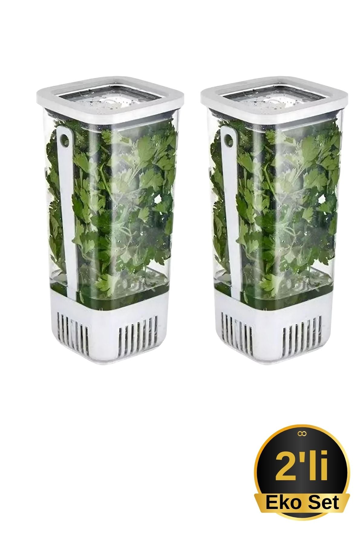 Evle Yeşillik Saklama Kabı 2'li Eko Set 1,7 Litre
