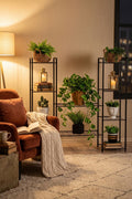 Evle 8 Raflı Metal Saksılık Çok Katlı Çiçek Standı Balkon Salon Bitki Rafı Siyah 30x125x83 cm