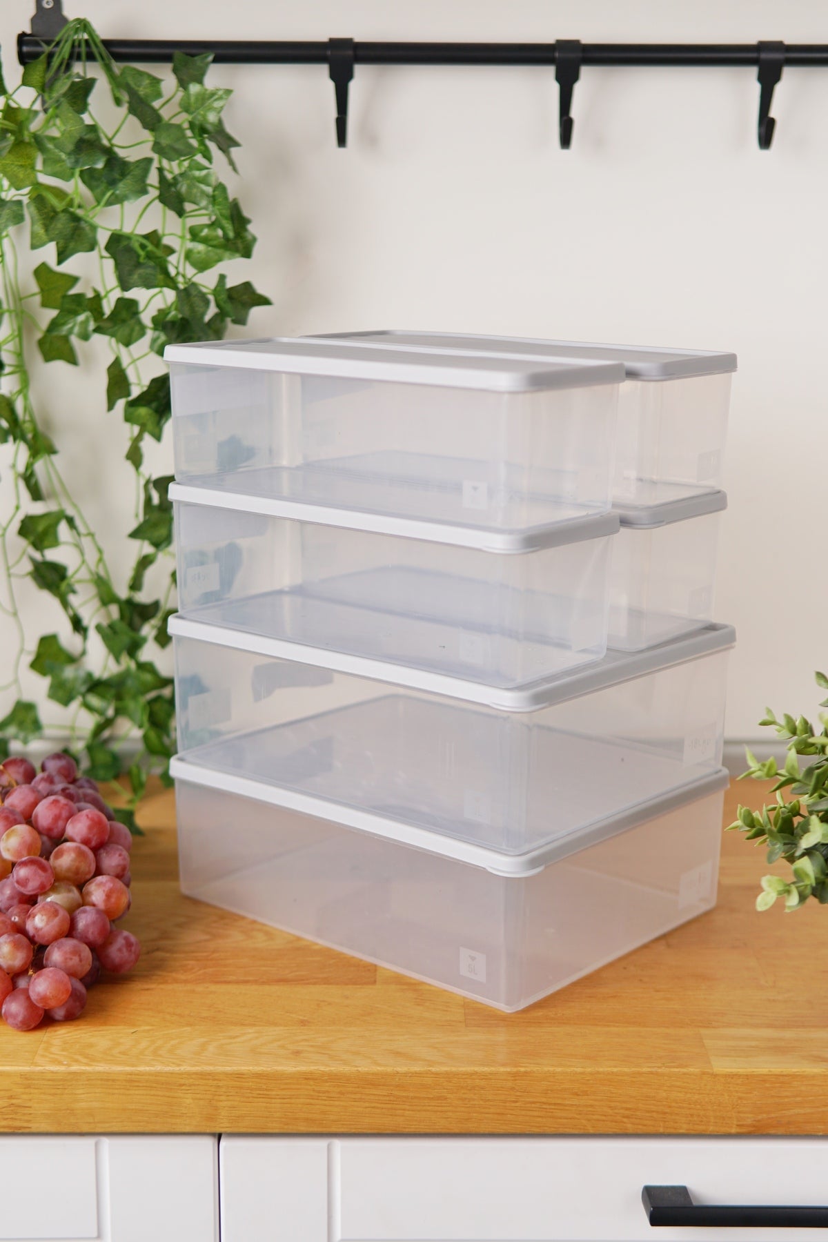 Evle Derin Dondurucu Saklama Kabı 6'lı Set (2 x 5 Lt + 4 x 2 Lt), Gri