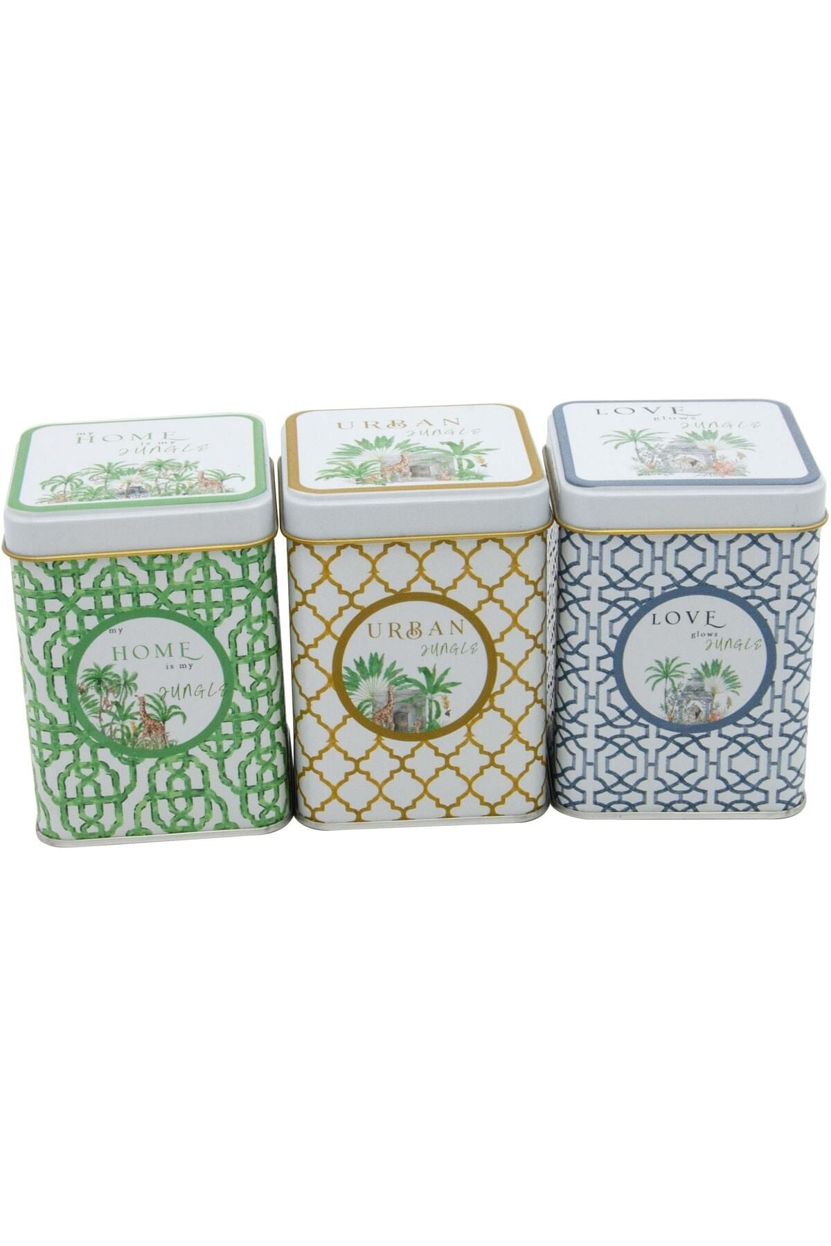 Evle Kare Metal Saklama Kabı 75x75 3 Lü Set, Forrest