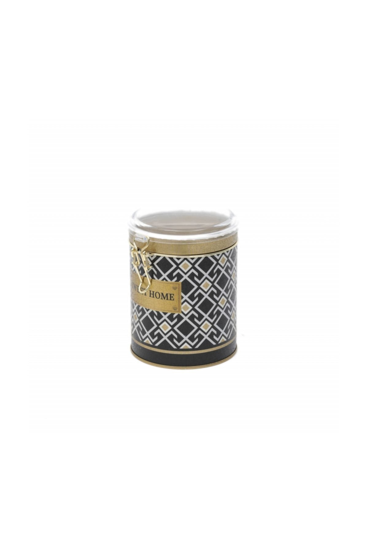 Evle Yuvarlak Kutu, Ø105x130 mm, Şeffaf Kilitli Kapak, 1 lt, Checkers Black_Swt Home