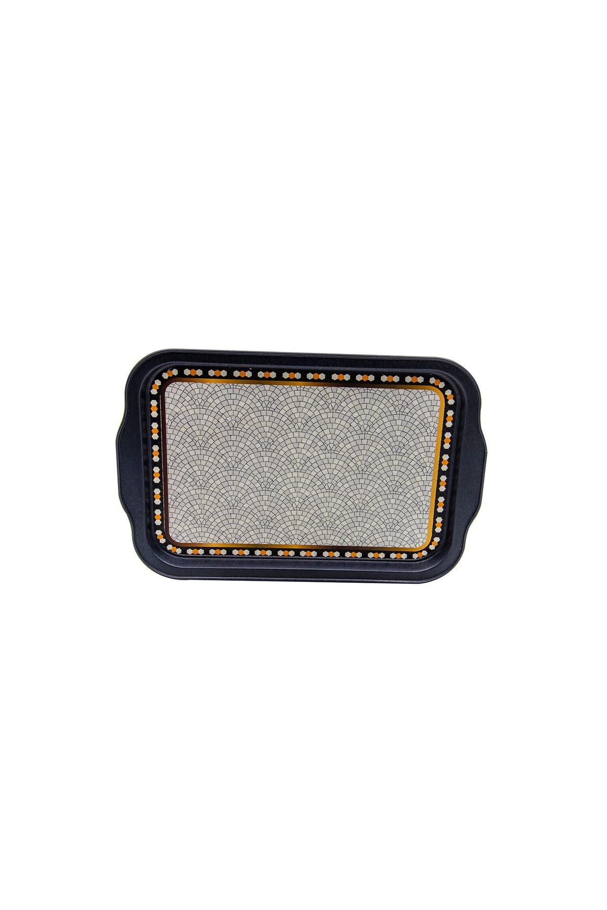 Mosaic Desenli Metal Tepsi - Çay Kahve Tepsisi - Sunum Tepsisi 21 Cm X 31 Cm Ee162-u1