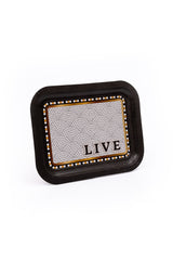 Mosaic Desenli Metal Tepsi - Çay Kahve Tepsisi - Sunum Tepsisi 23 Cm X 31 Cm Ee161-9d