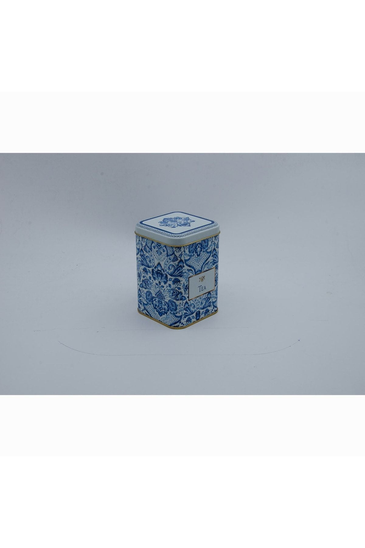 Er008-y2 Azulejos Tea Desenli Kare Metal Saklama Kabı 8x8 Cm