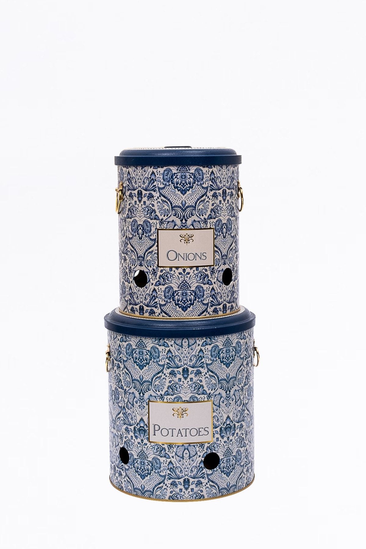 Metal Patates Soğan Kovası - Sebzelik - Patates Soğanlık Sepeti 2li Set, Azulejos Erb23t6