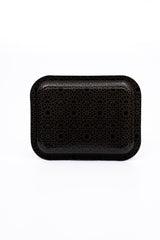 Trellis Desenli Metal Tepsi - Çay Kahve Tepsisi - Sunum Tepsisi 23 Cm X 31 Cm Ee161-v2